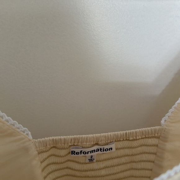 Reformation Amalie Tiered Square Neck Long Sleeve Top Embroidered Ivory | size 2 - Picture 7 of 12